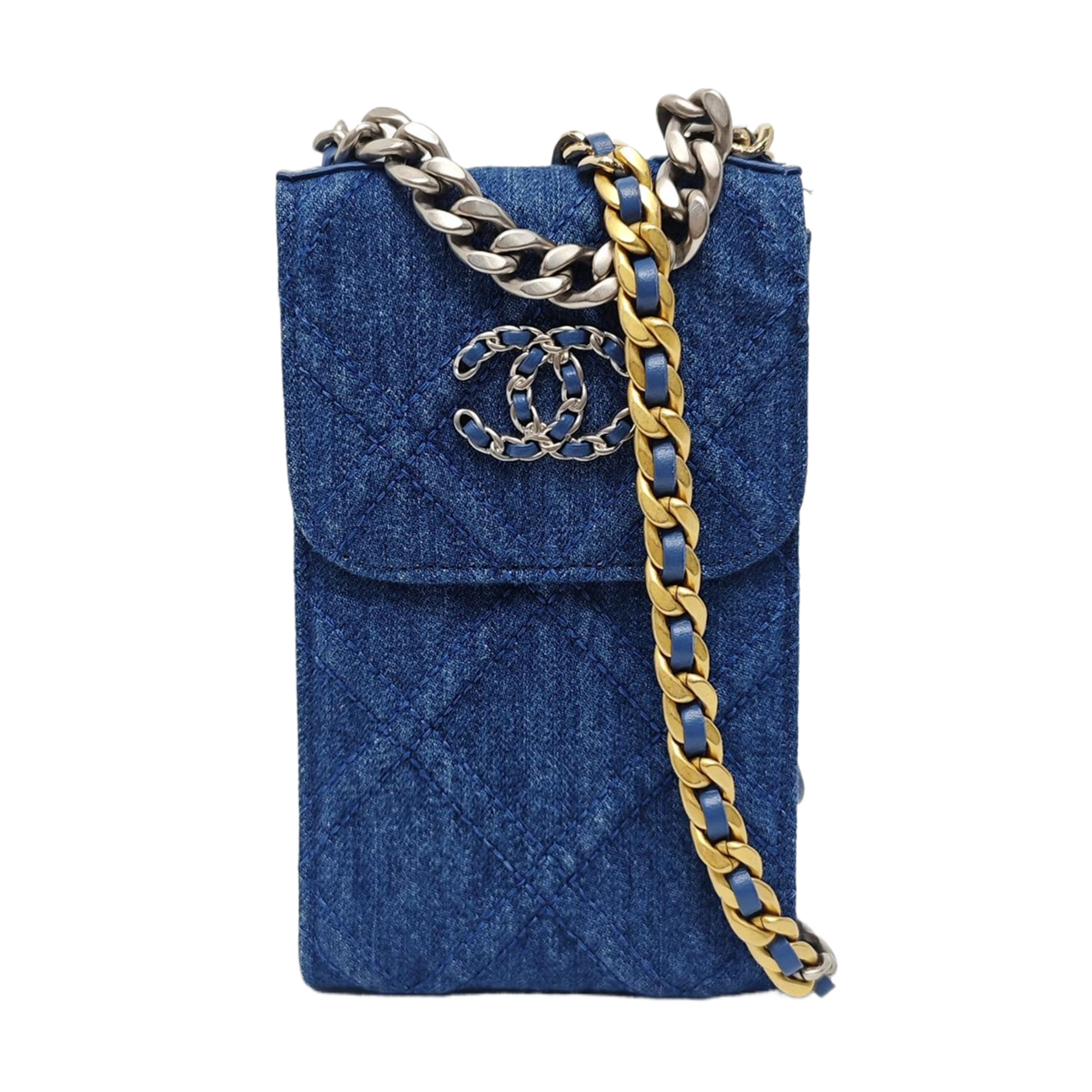 CHAIN INFINITY TOP HANDLE Quilted Denim Blue