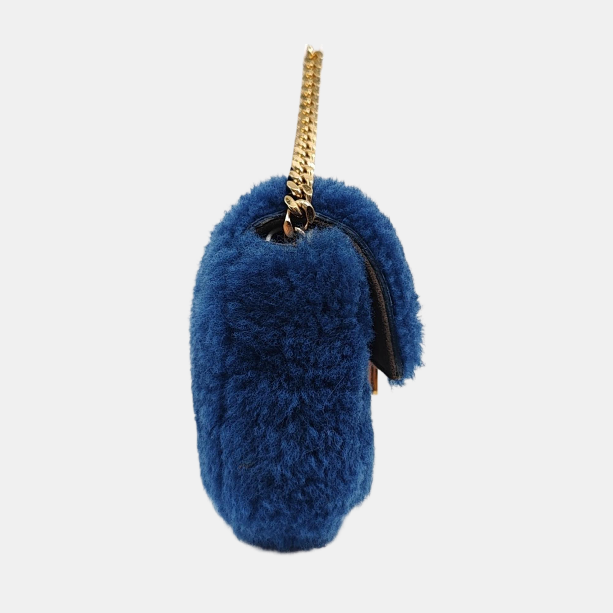 Fur Shoulder Bag Blue