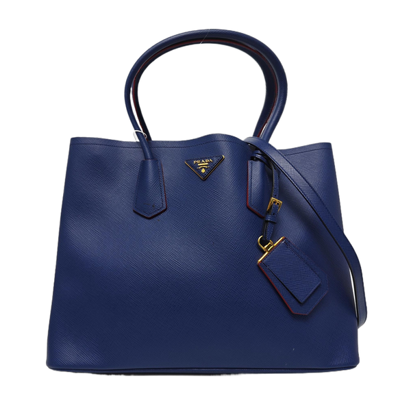 Double Large Saffiano Calfskin Blue