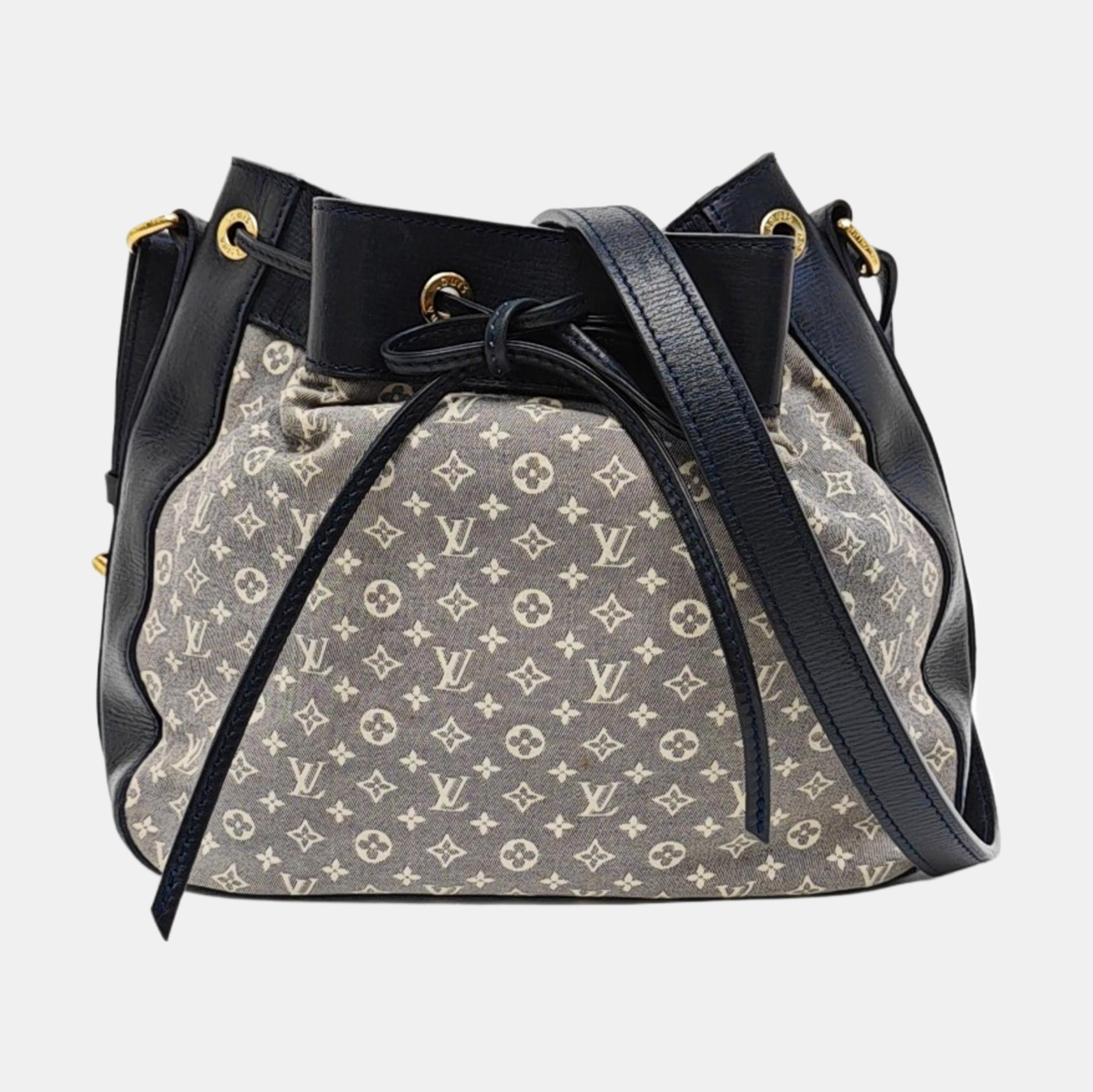 Monogram Denim Bucket Bag Gray