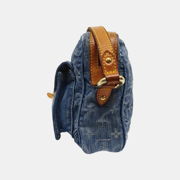 Monogram Denim Shoulder Bag Blue
