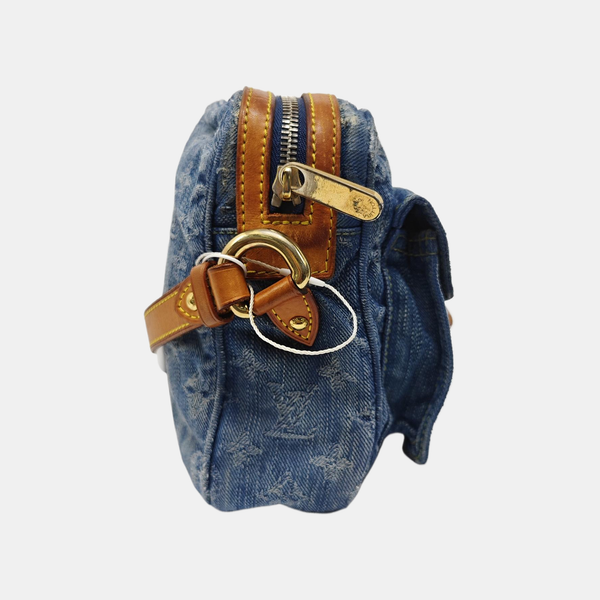 Monogram Denim Shoulder Bag Blue