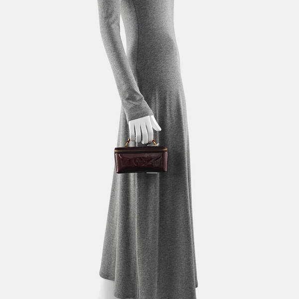 Monogram Patent Leather Top Handle Bag Mini Red