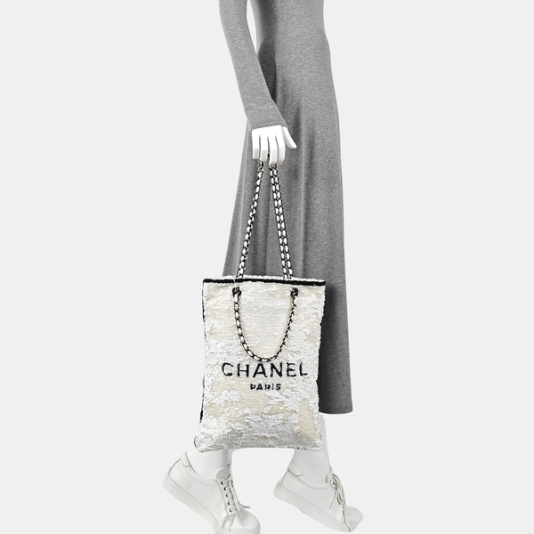 Sequins Shoulder Bag White