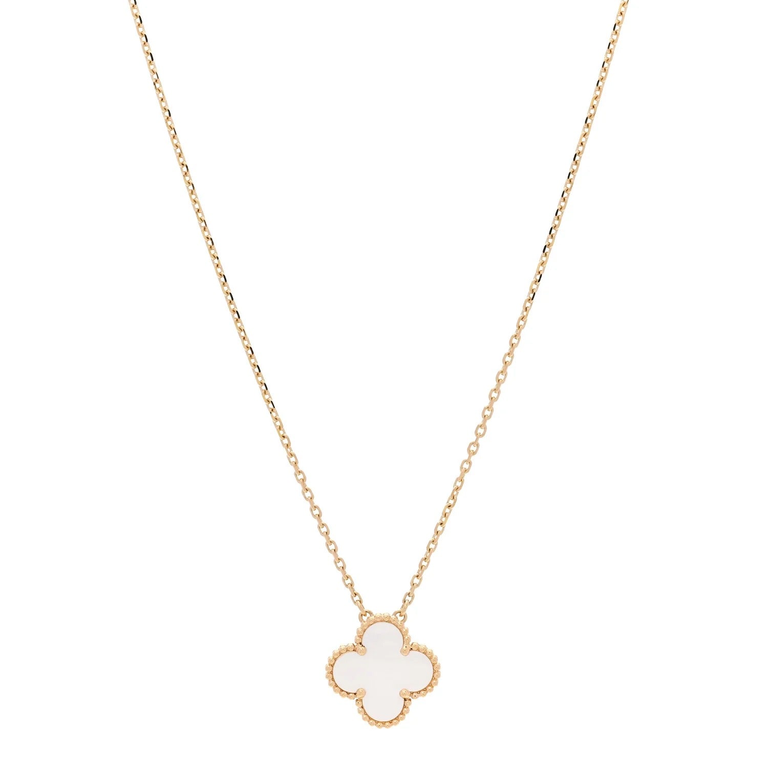 Authenticated pre-owned  18K Yellow Gold Mother of Pearl Vintage Alhambra Pendant Necklace - Necklace at Looply